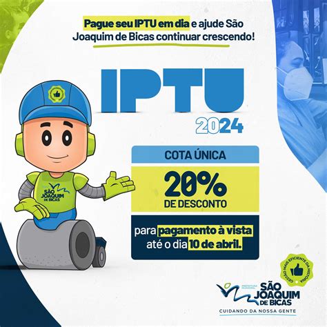 Prefeitura Municipal de Sao Joaquim de Bicas Guias de IPTU 2024 já