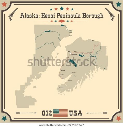 Large Accurate Map Kenai Peninsula Borough Stock Vector Royalty Free