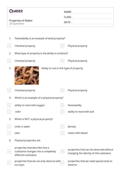 Properties Of Matter Definitions Worksheet Have Fun Teaching