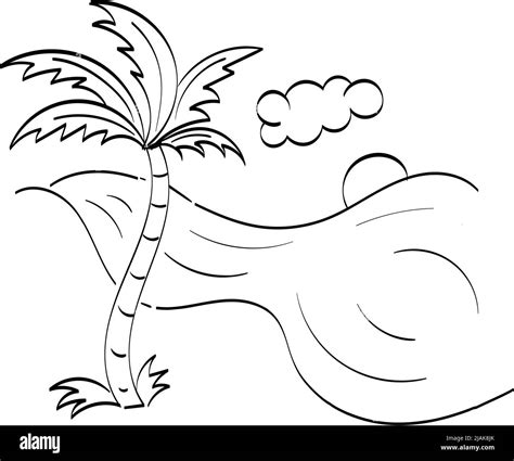 Summer Beach Coloring Page Palm Tree Line Drawing Beach Palm Tree