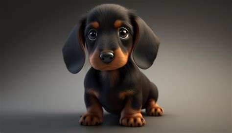 Premium AI Image Cute Cartoon Dachshund Generative AI