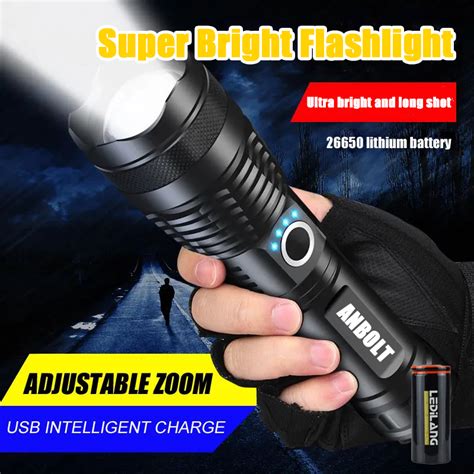 Flashlight Waterproof Usb Chargeable Lampu Picit Terang Jauh Lampu