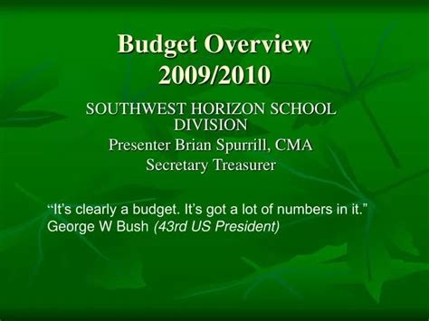 Ppt Budget Overview 2009 2010 Powerpoint Presentation Free Download Id 4953476