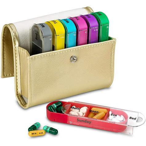 Weekly Travel Pill Organizer Set Of 2 Medication Wallet Pill Box