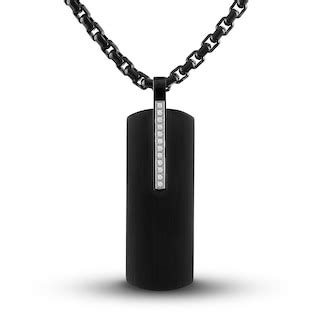 Men's Black Diamond Necklace 1/20 ct tw Black Ion-Plated Stainless Steel | Jared