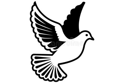 Black Icon White Dove Symbol of Peace. Stock Illustration ...