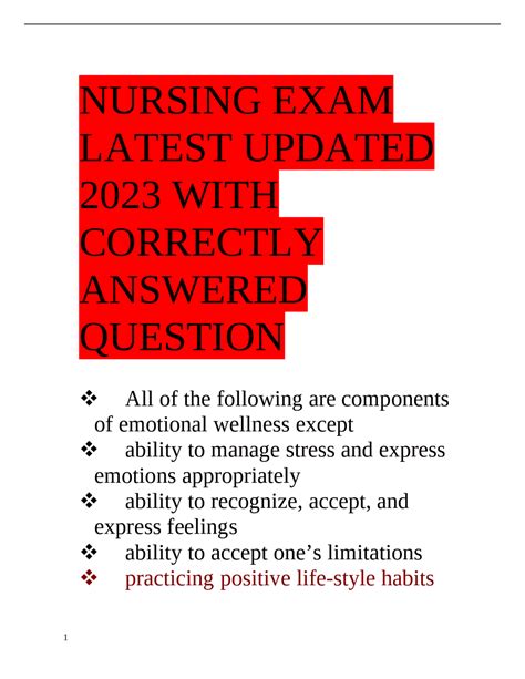 Nursing Exam Latest Updated 2023 With Correctly Answered Question Exams Nursing Docsity