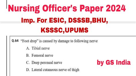 Nursing Officer S Esic Dsssb Previous Year Solved Questions Paper