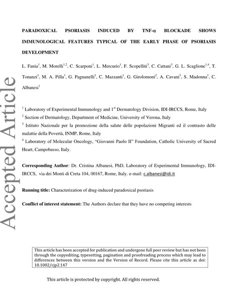 Pdf Paradoxical Psoriasis Induced By Tnf α Blockade Shows Immunological Features Typical Of