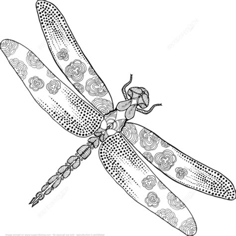 Zentangle Dragonfly coloring page | Free Printable Coloring Pages