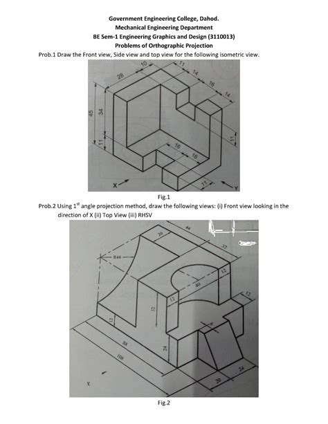 Orthographic Projections Problem Engineeringdrawing