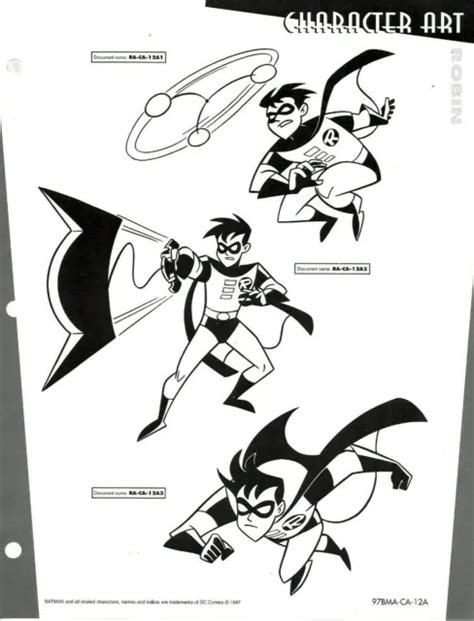 The New Batman Adventures Robin Model Sheet Studio Guide Copy Page Wb