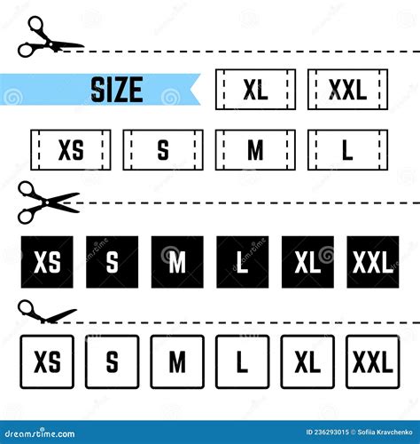 Tamaños De Ropa Etiquetas Símbolos Xs M L Xl Xxl Ilustración del Vector