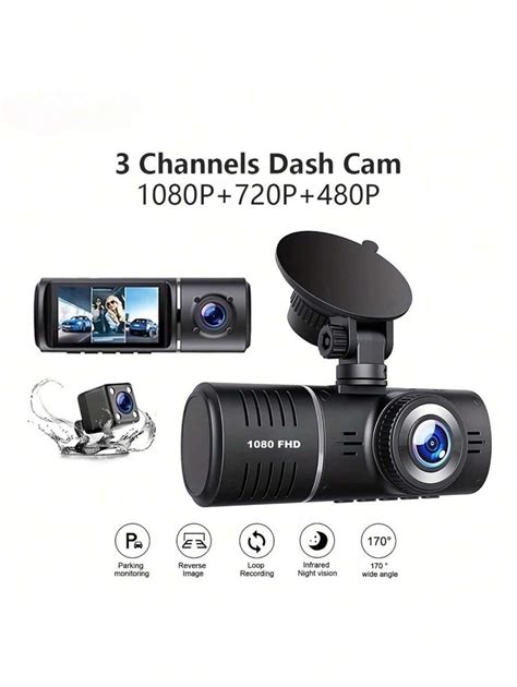 3 Channels Car DVR HD 1080P 3 Lens Inside Vehicle Dash CamThree Way