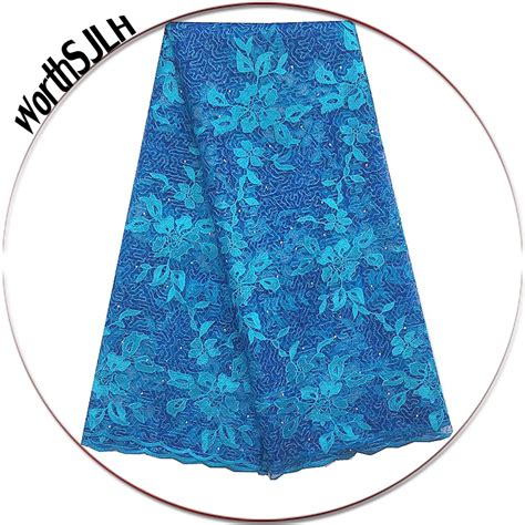 Africa Nigerian Lace Fabric High Quality Lace Tulle African Blue