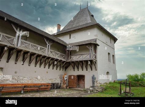 Medieval Halych Castle under stormy sky. Ivano-Frankivsk region ...