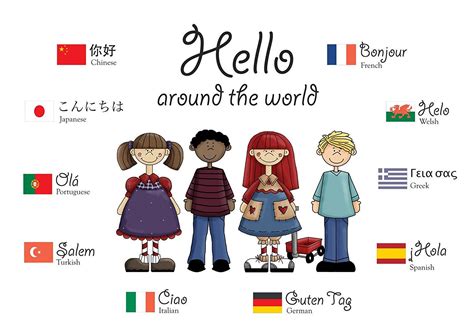 A3 Multicultural Poster Hello In Various Languages Supplied Folded