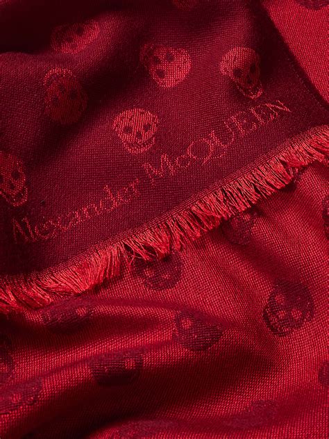 Alexander Mcqueen Reversible Fringed Logo Jacquard Wool Scarf For Men