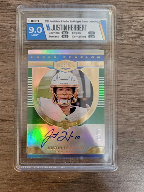 Plates And Patches Rookie Upper Echelon Auto Green Justin Herbert