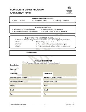 Fillable Online Community Grant Program Application Form Community