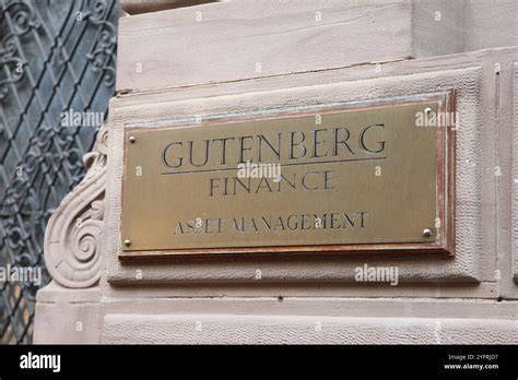 brass plaque sign  gutenberg finance asset management strasbourg