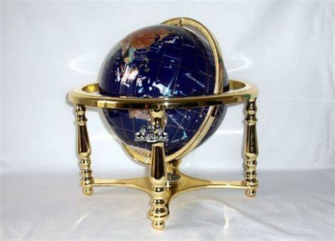 14 Blue Lapis Gemstone Globe With Gold Stand Unique Art Since 1996