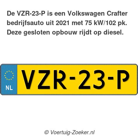 Kenteken VZR 23 P Volkswagen Crafter Bedrijfswagen VZR23P