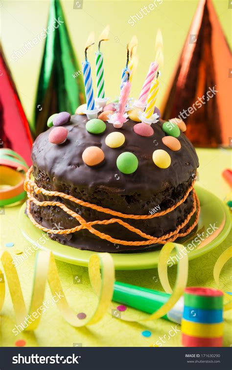 Colorful Birthday Cake Burning Candles Stock Photo 171630290 Shutterstock