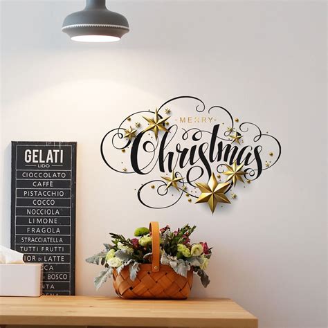 Gold Merry Christmas Household Room Wall Outdoor Christmas Decorations