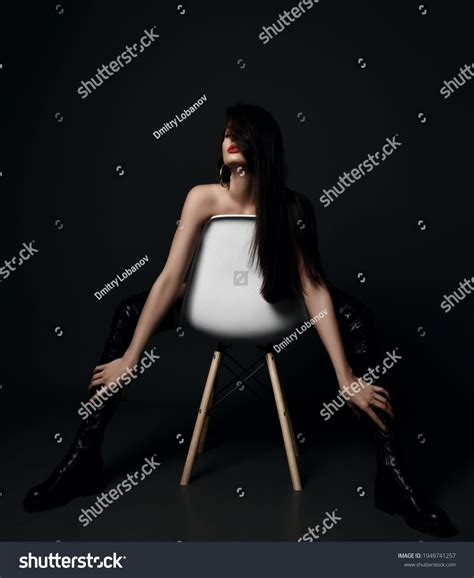 Excited Naked Woman Black High Leather Stock Photo 1949741257 Shutterstock