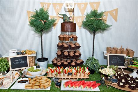 Our Final Dinosaur Theme Party Buffet Table Featuring Dinosaur Themed Food For The Carnivores