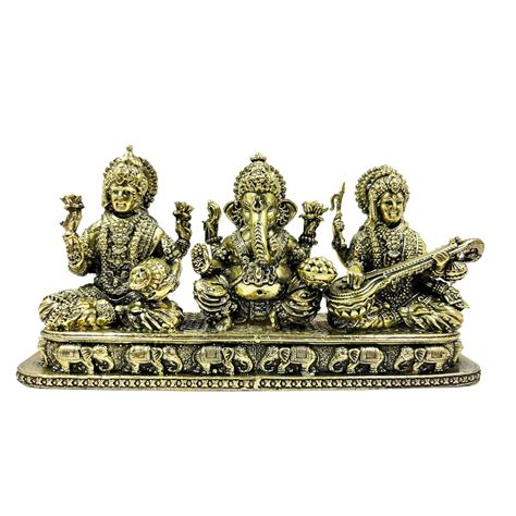 Buy Craftvatika Brass Laxmi Ganesha Saraswati Idol Murti On Base Brass