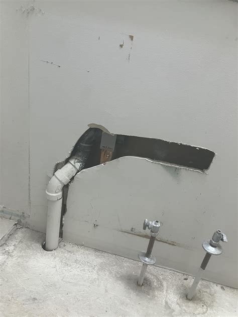 The Plumbing For A Sink They Cut Through The Drywall Instead Of A