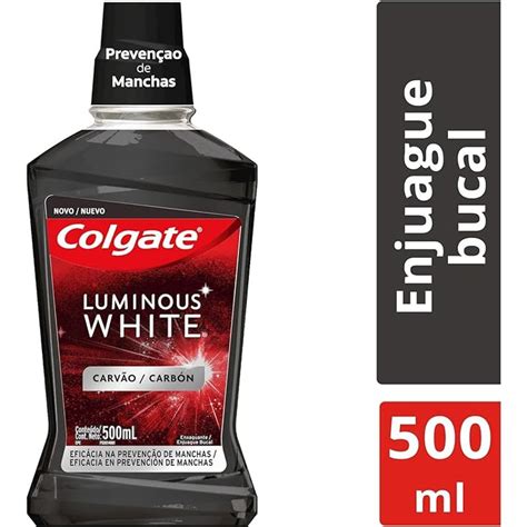 Melhor Enxaguante Bucal Clareador - Colgate Enxaguante Bucal Clareador Luminous White Carvão 500Ml