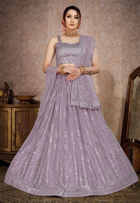 Light Purple Net Circular Lehenga Choli