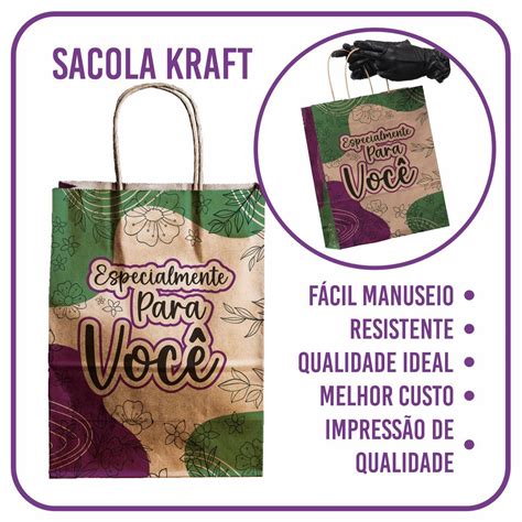 Sacola Kraft Especialmente para Você 50 Unidades M 22x12x34