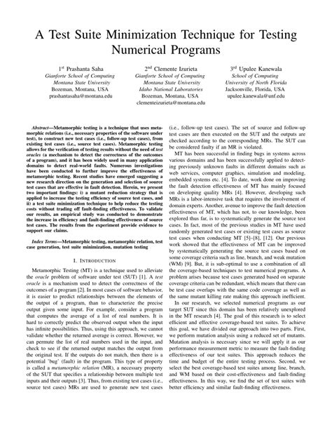 Pdf A Test Suite Minimization Technique For Testing Numerical Programs