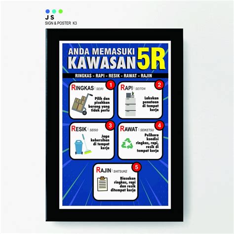 Jual Poster Safety K3 KAWASAN 5R Frame A3 Shopee Indonesia