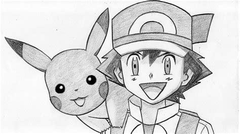 How To Draw Ash And Pikachu Pokemon Step By Step Pikachu Drawing