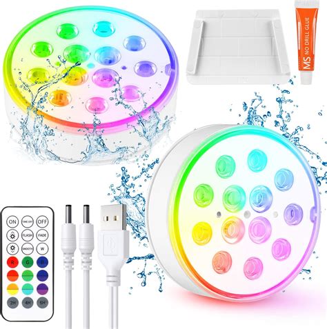 LUXONIC Unterwasser LED RGB Lichter 4 Stück 13 LED Wasserdichte LED