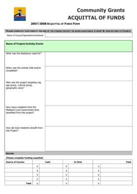 fillable  acquittal form postingdoc fax email print pdffiller