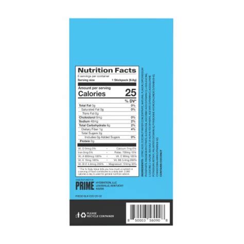 Prime Blue Raspberry Hydration Sticks 6 Ct King Soopers