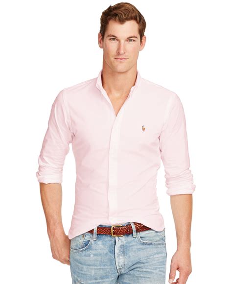 Lyst Polo Ralph Lauren Slim Fit Stretch Oxford Shirt In Pink For Men