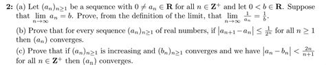 Solved N N An A Let An N Be A Sequence With Chegg