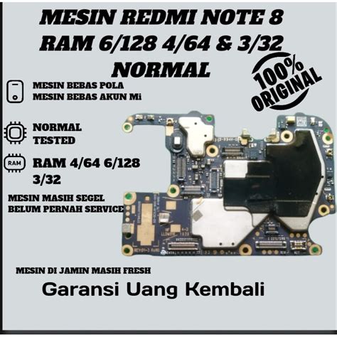 Jual MESIN REDMI NOTE 8 RAM 4 64 3 32 6 128 NORMAL JAYA TINGGAL PAKAI