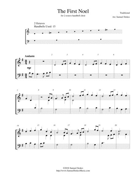 The First Noel For Octave Handbell Choir Arr Samuel Stokes By