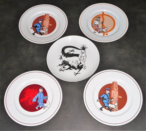 Tintin 5x Assiettes Porcelaine Axis Et Tables Couleurs Catawiki