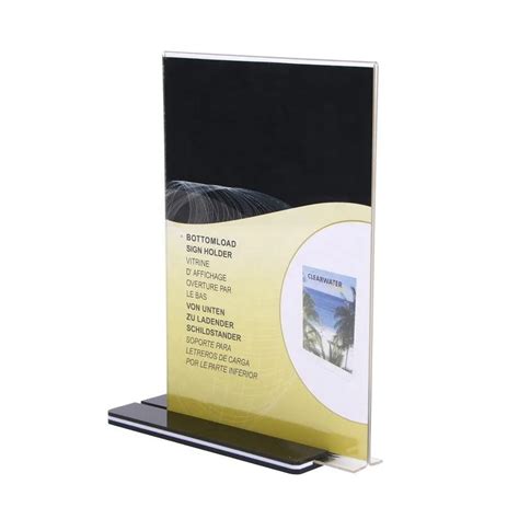 Tabletop T Shape Acrylic Menu Display Stand Sign Holder Advertising