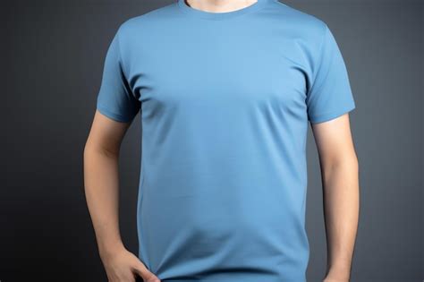 Maqueta De Camiseta Azul Suave Foto Premium