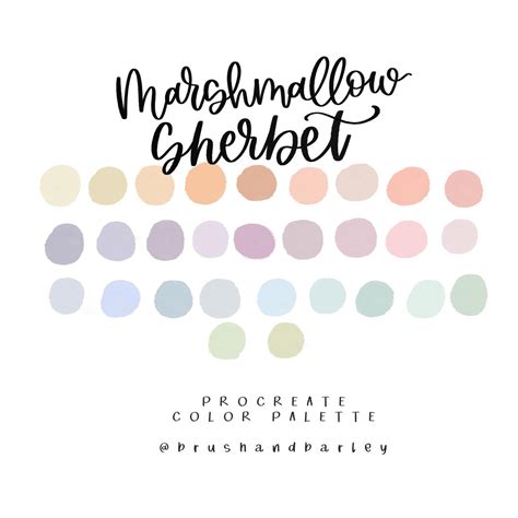 Marshmallow Sherbet Color Palette Procreate Color Palette Etsy Canada